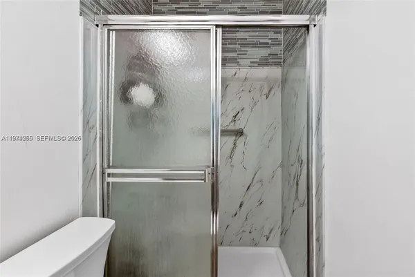 a bathroom with a shower