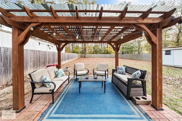 a view of porch with seating space