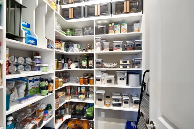 a store with glass top of shelves