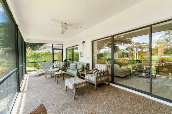 a view of backyard space and porch