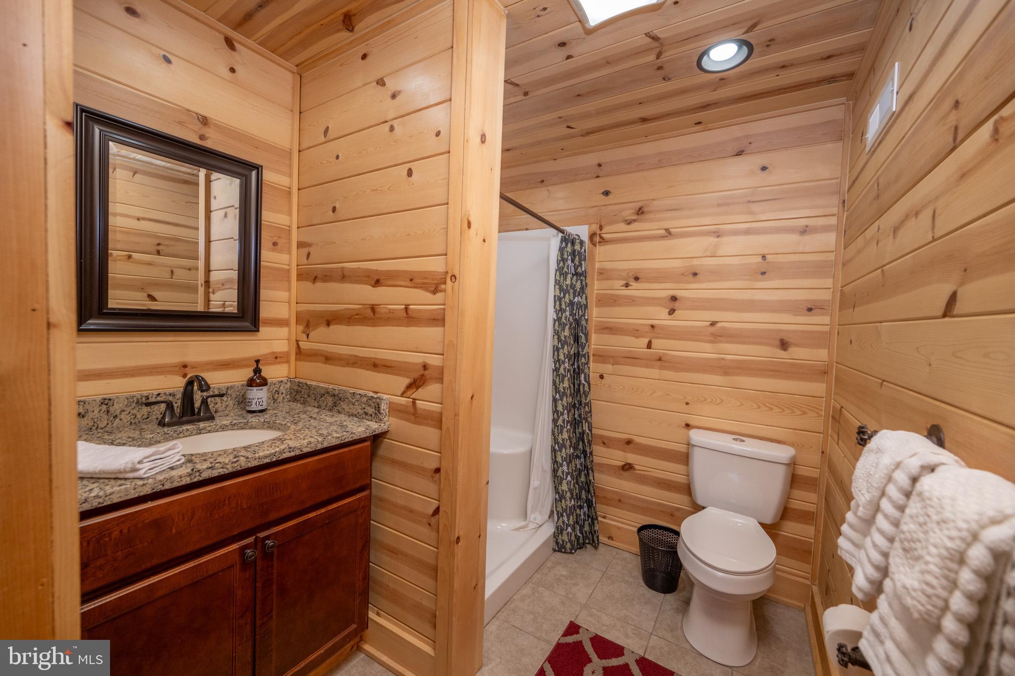 88 Gravelly Run Road McHenry, MD 21541 - Photo 46 of 79 a bathroom with a granite countertop toilet sink and shower