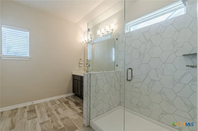 a bathroom with a shower