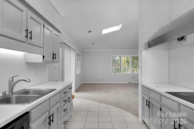a kitchen that has a sink and a stove