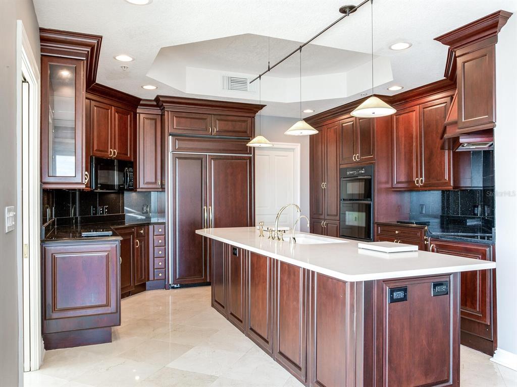 3507 Bayshore Boulevard, Unit 1202 Tampa, FL 33629 - Photo 18 of 68 a kitchen with stainless steel appliances kitchen island granite countertop a sink and a refrigerator