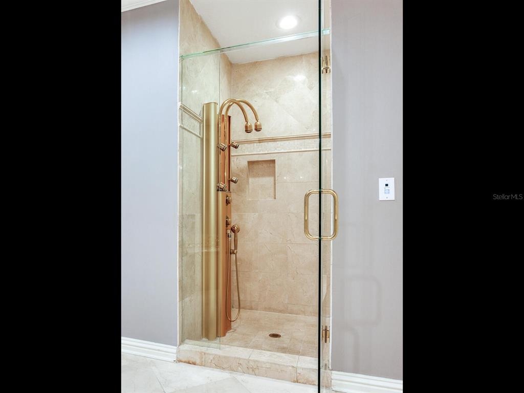 3507 Bayshore Boulevard, Unit 1202 Tampa, FL 33629 - Photo 29 of 68 a bathroom with a glass shower door and mirror