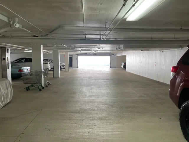 a car parked in a garage