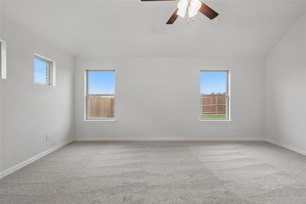 949 Schuberts Road Justin, TX 76247 - Photo 14 of 24 Unfurnished room with a ceiling fan, light carpet, and plenty of natural light