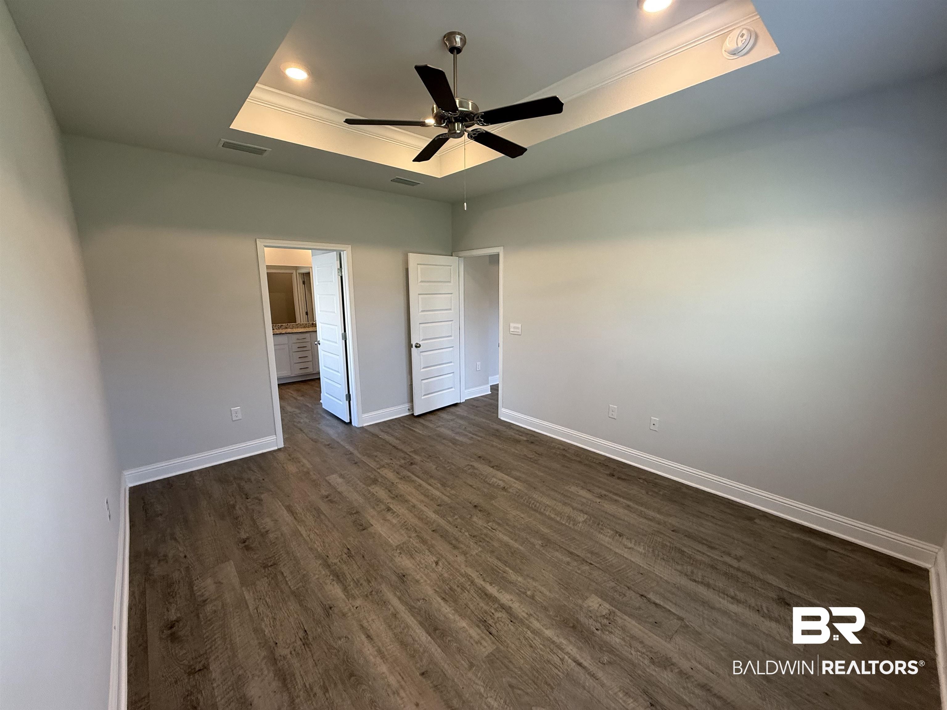 23247 Lieutenant Avenue Foley, AL 36535 - Photo 29 of 47 Spacious room featuring wood-finish flooring and a tray ceiling with recessed lighting