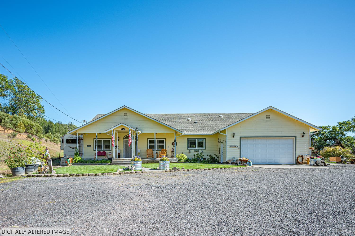 3970 Canyon Road Willits, CA 95490 - Photo 39 of 67 a front view of a house with a yard and garage