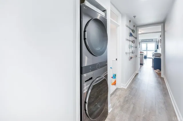 a view of a lake with a city view