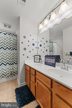 a bathroom with a sink a mirror and shower