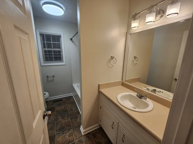 a bathroom with a sink a mirror and a toilet