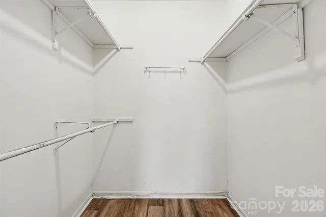 a view of a room with racks on the wall