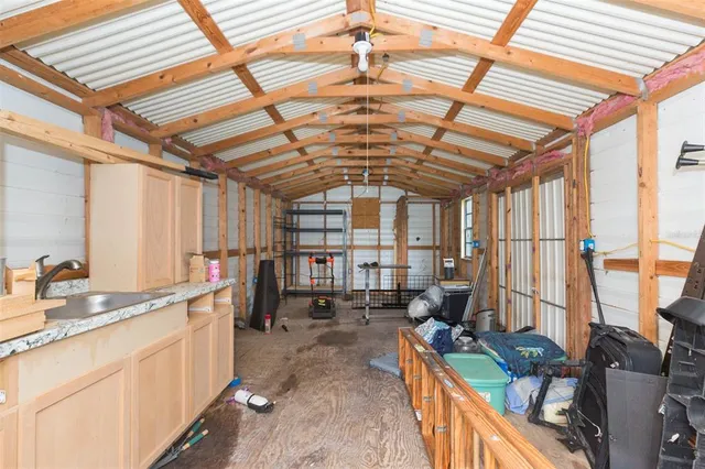 a view of a lake with a houses