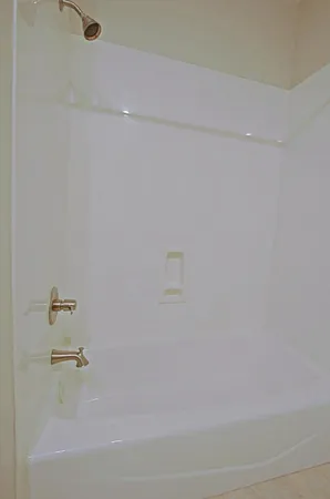 a bathroom with a bathtub