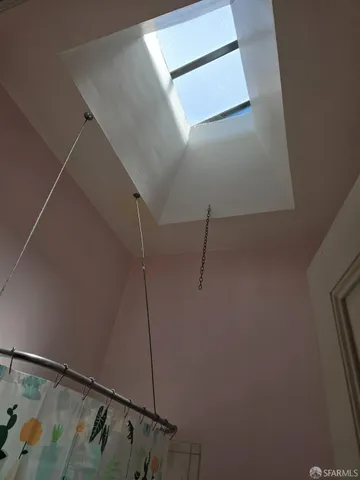 a view of a small space with a window