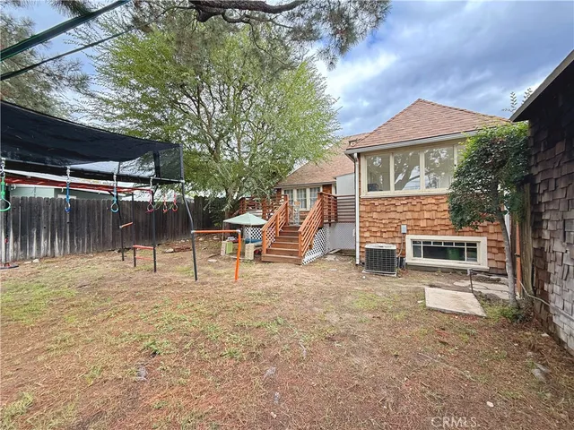 a view of a park with swings