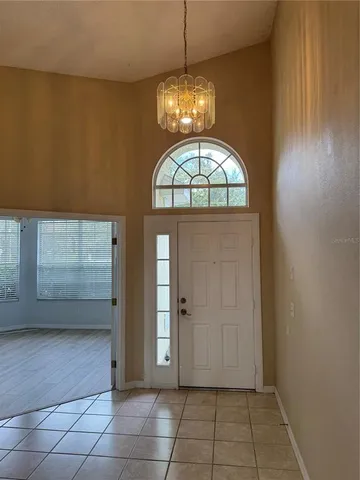 an empty room with a door