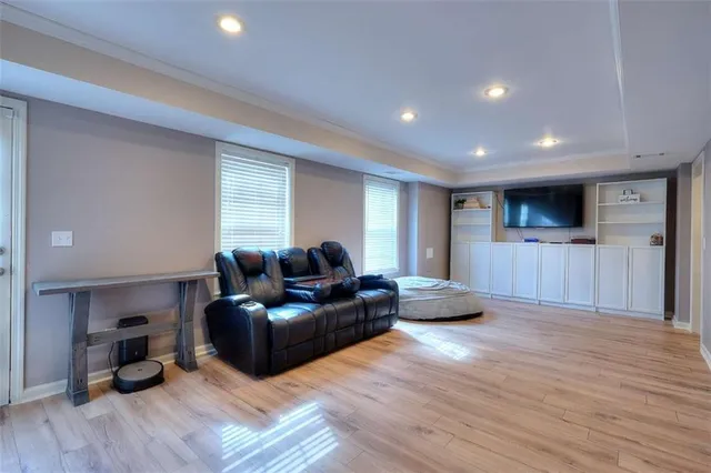 a city view with lot of flower trees