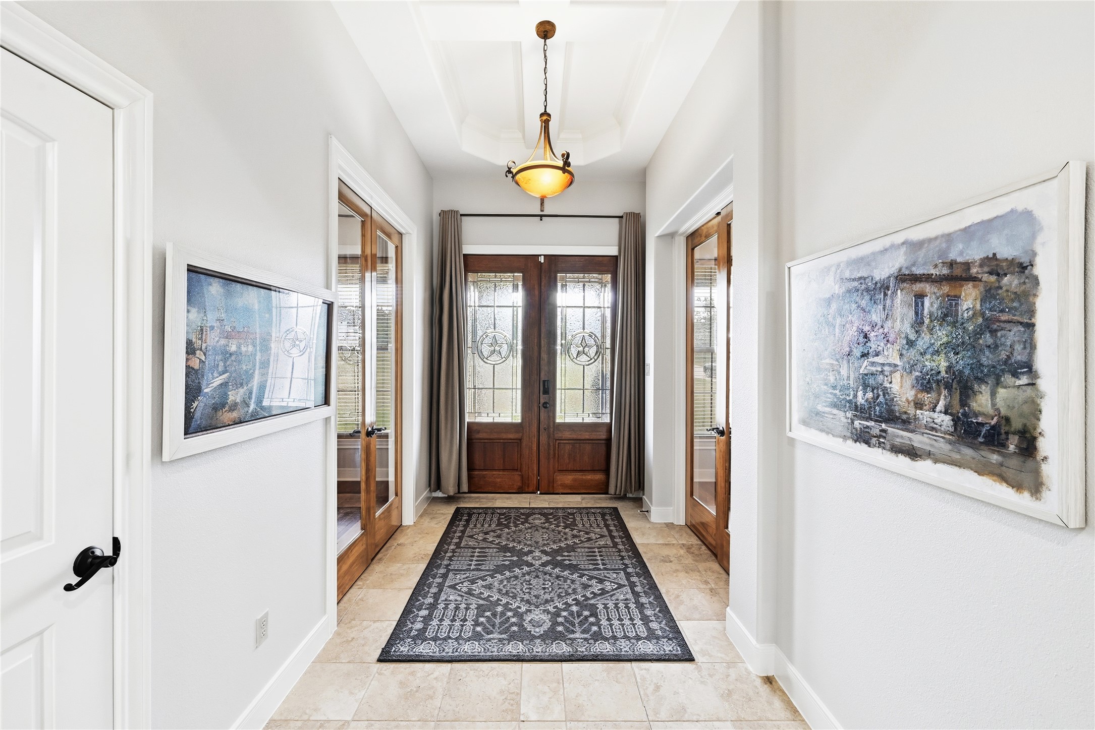 140 Winchester Road Bastrop, TX 78602 - Photo 4 of 35 Entryway with french doors and a tray ceiling