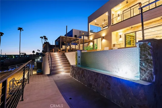a view of a balcony with chairs