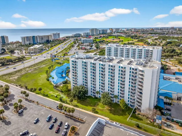 a view of a city with tall buildings