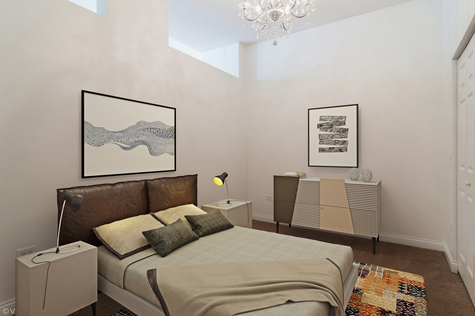 8 West Monroe Street, Unit 705 Chicago, IL 60603 - Photo 6 of 10 a bedroom with a bed and a lamp on dresser