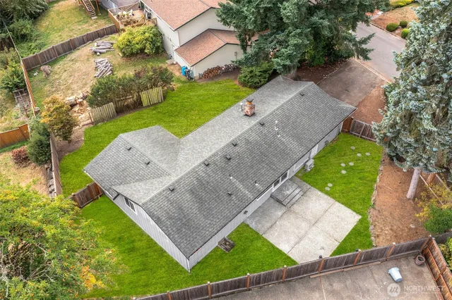 an aerial view of a house