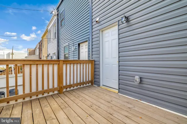 a view of wooden balcony