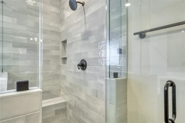 a bathroom with a shower