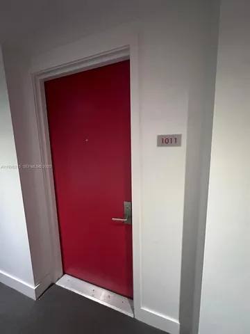 a view of a red door