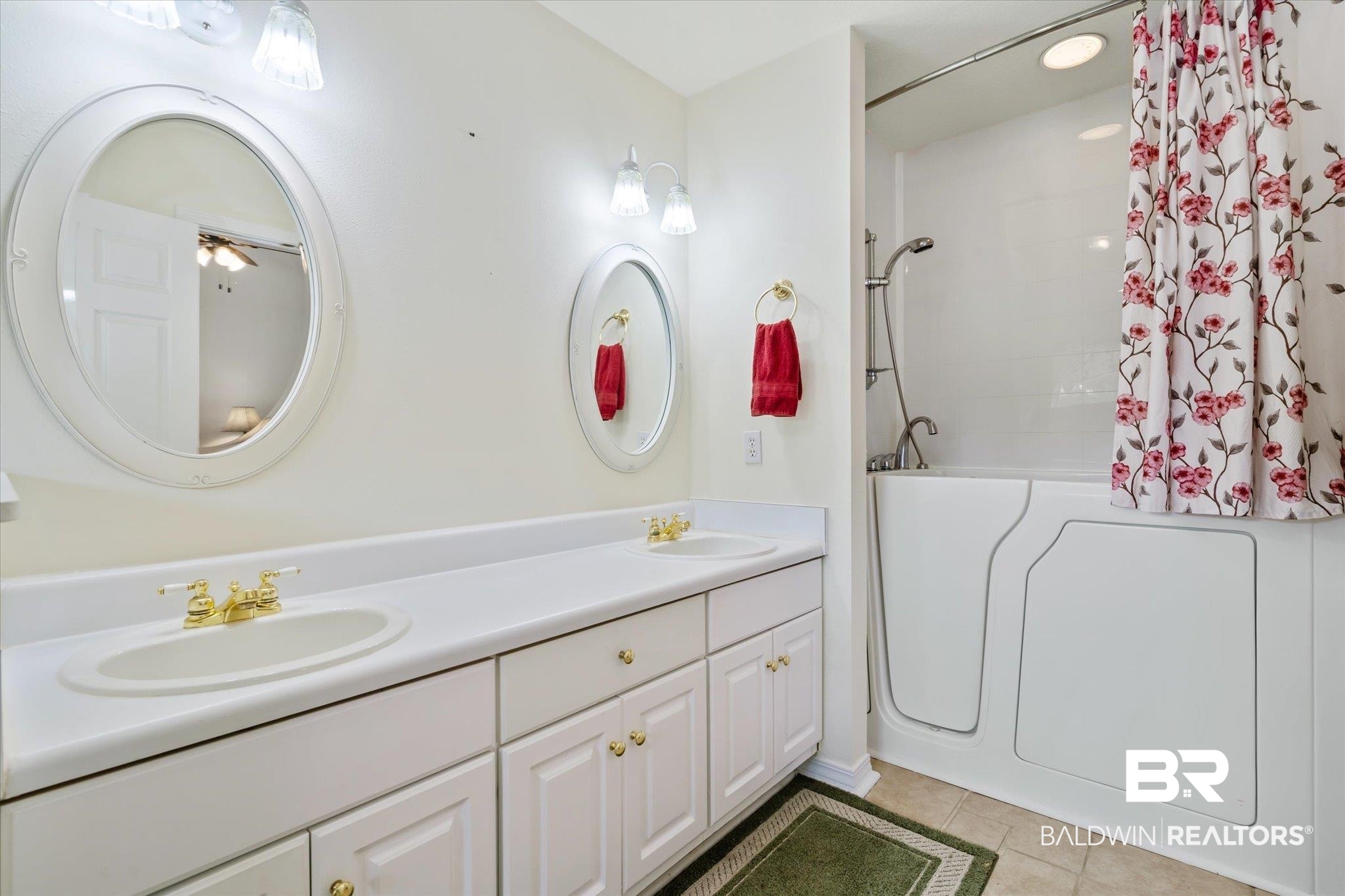 7236 Highpointe Place East Daphne, AL 36527 - Photo 18 of 32 Bathroom featuring tile patterned flooring, vanity, ceiling fan, and shower / tub combo