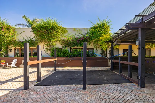 a view of a swimming pool and outdoor space
