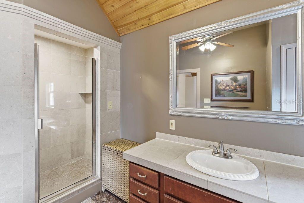 720 Southeast 3rd Street Ocala, FL 34471 - Photo 50 of 82 a bathroom with a sink a mirror and a shower