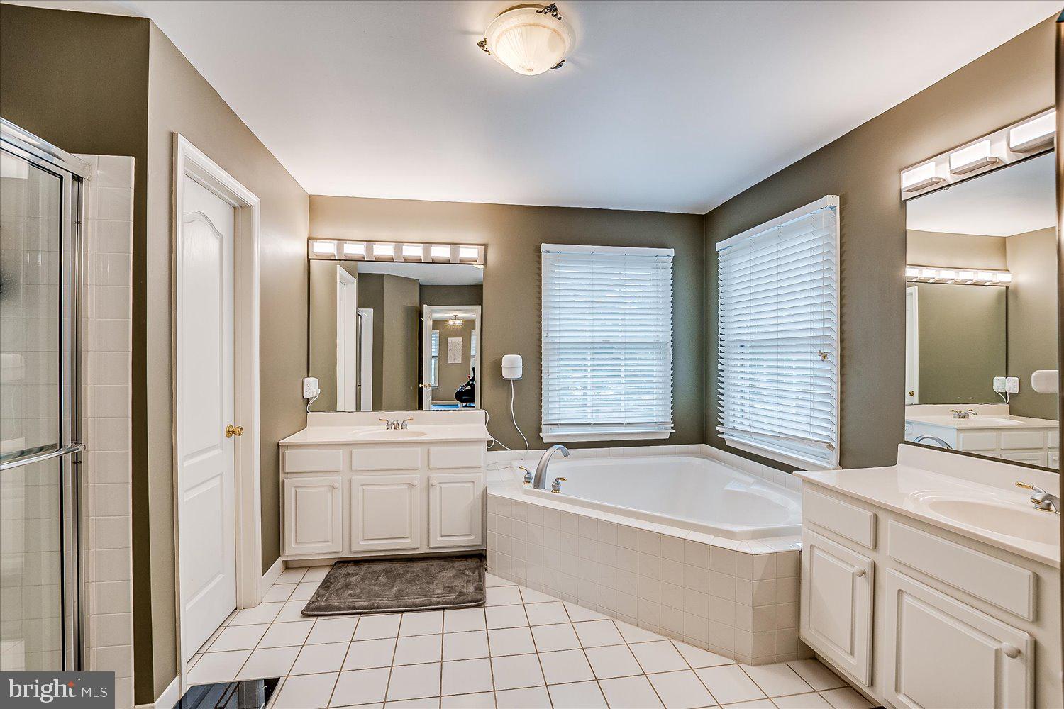 30 Witmer Way Robbinsville, NJ 08691 - Photo 28 of 48 a bathroom with a tub a sink and a large mirror