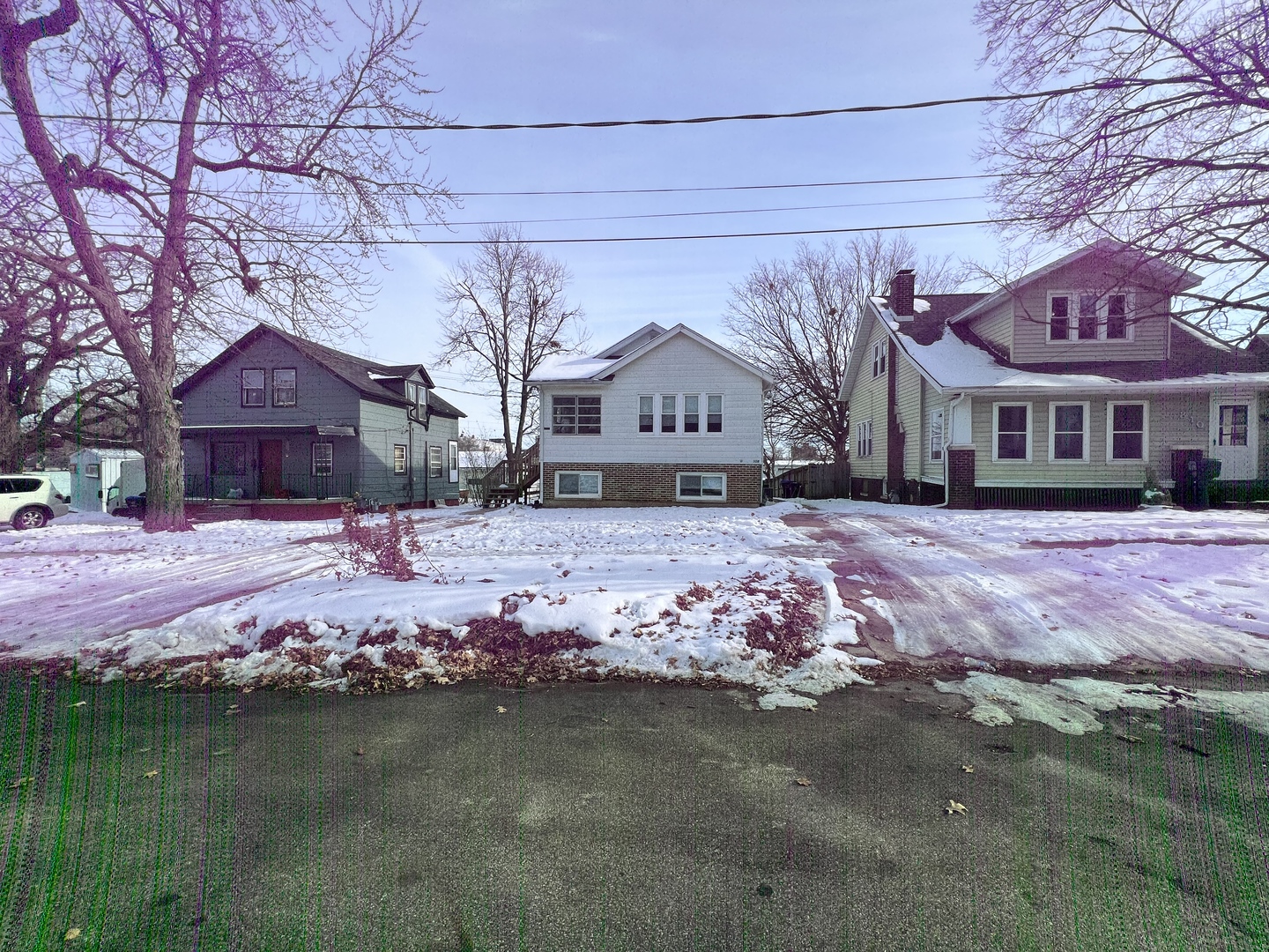 a front view of a house with a yard and a large tree