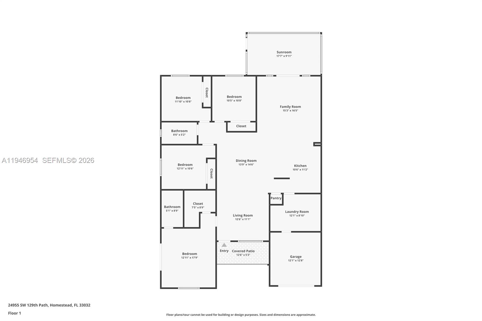 24955 Southwest 129th Path Homestead, FL 33032 - Photo 26 of 26 a picture of a floor plan