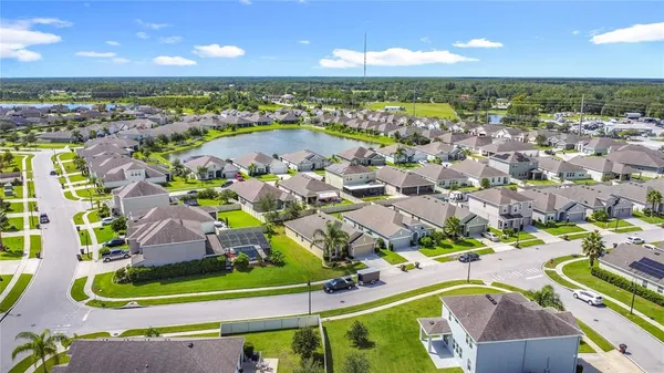 an aerial view of a house