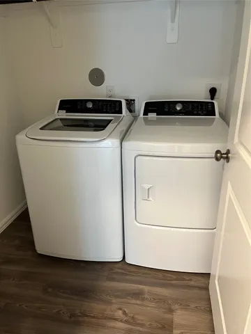 a utility room with dryer and washer