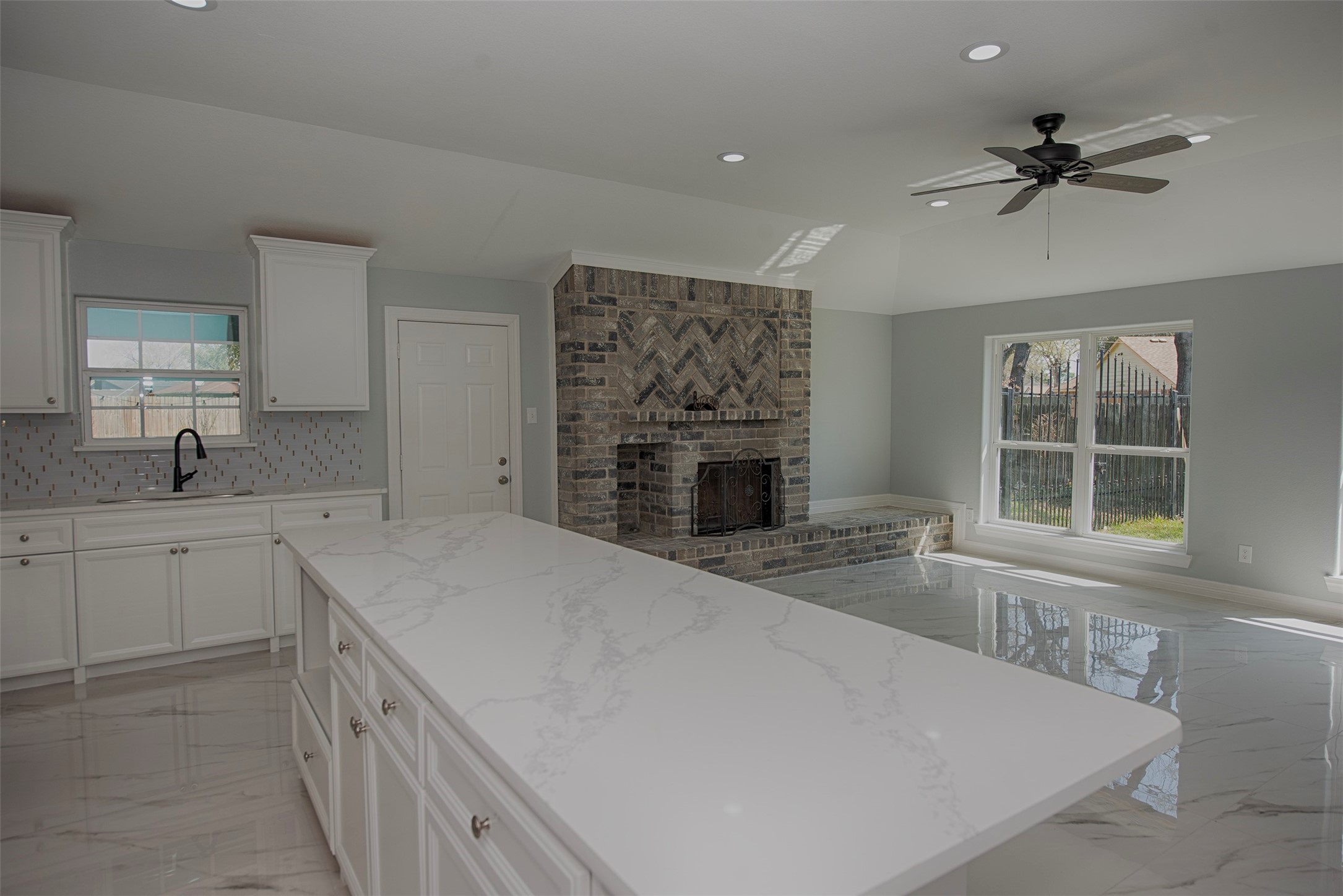 13235 Rampchester Lane Houston, TX 77015 - Photo 16 of 41 a spacious bathroom with a granite countertop sink a mirror and a bathtub
