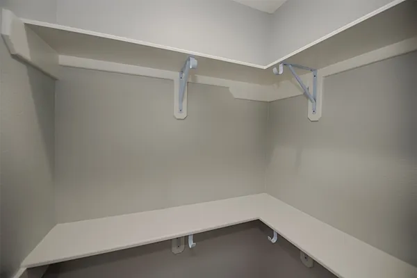 a view of an empty walk in closet