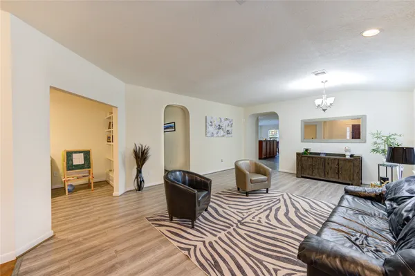 a living room with furniture