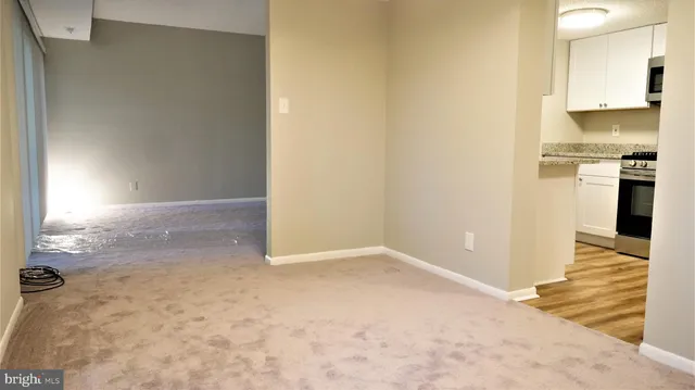 a view of a kitchen from the hallway