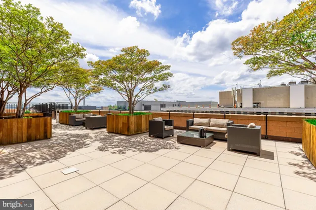 a view of a terrace with chairs