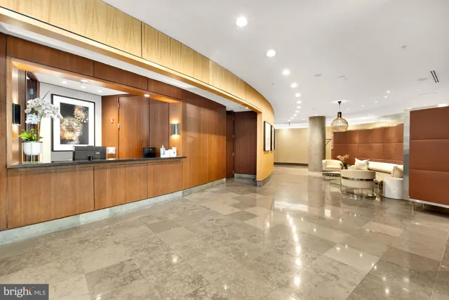 a view of a hallway with a couch