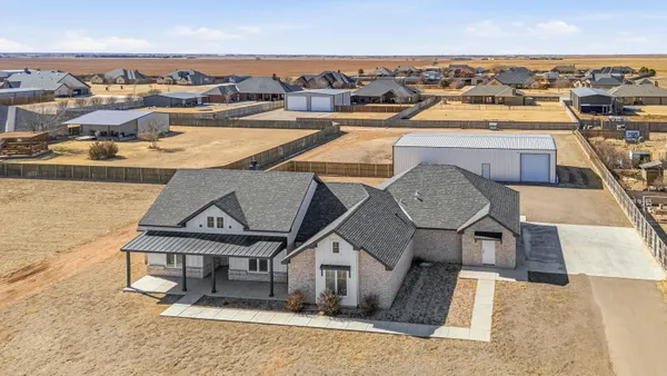 an aerial view of a house