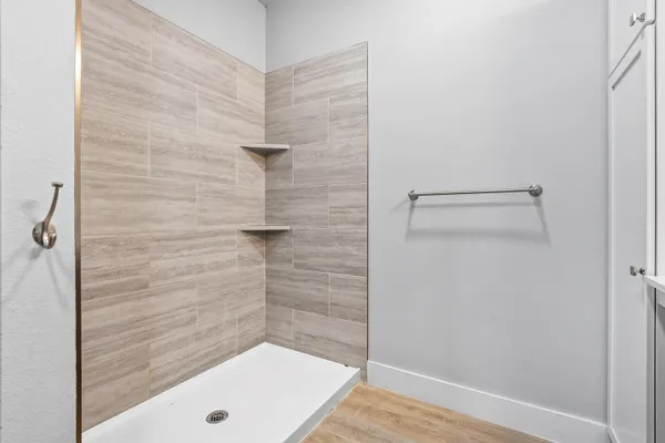 a bathroom with a shower