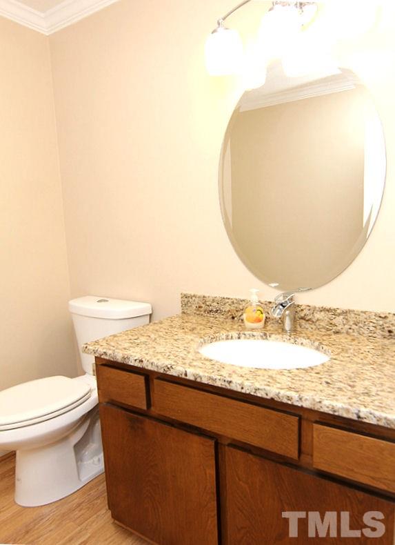 8333 Apple Orchard Way Raleigh, NC 27615 - Photo 6 of 25 a bathroom with a granite countertop sink and a toilet