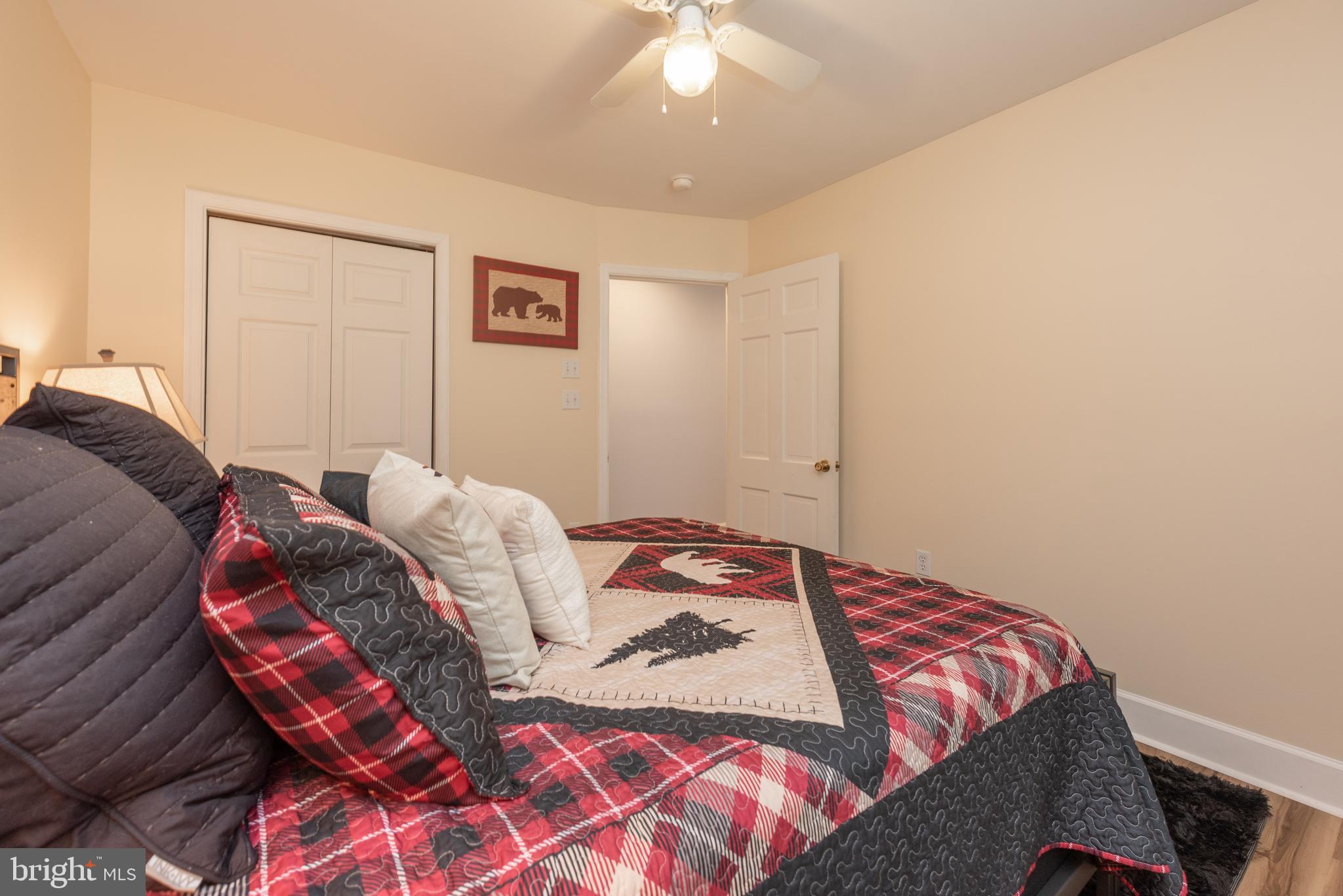 926 Marsh Hill Road McHenry, MD 21541 - Photo 35 of 70 a bedroom with a bed and a chandelier