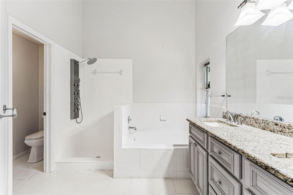7206 Ridgeport Drive Tampa, FL 33647 - Photo 19 of 78 a bathroom with a granite countertop sink a toilet and shower